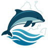 Ostsee-Tiere Logo - Springender Delfin über Wellen